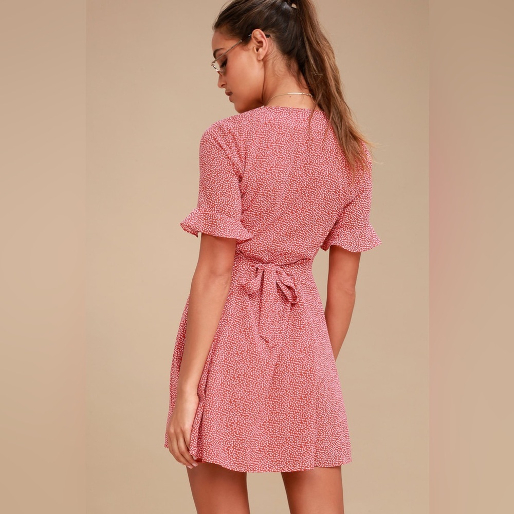 Lulu’s Castana Rust Red Print Button-Up Short Sle… - image 2